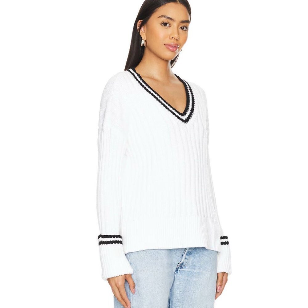 Lovers And Friends 'Danil' White And Black V Neck Sweater Size M Wool Casual - Picture 4 of 11